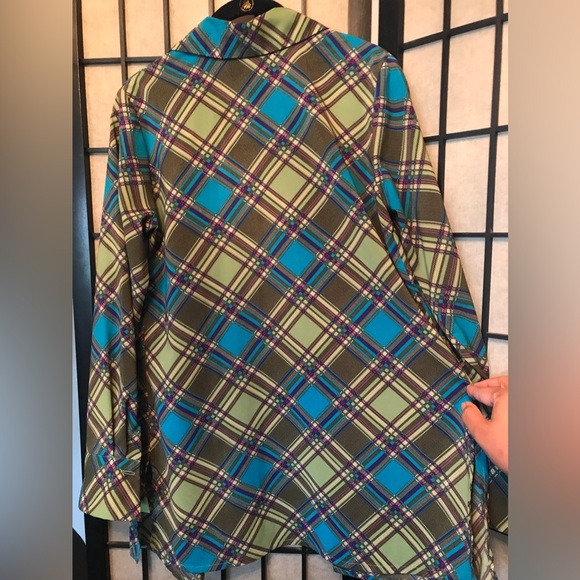 Blue/Green Plaid Oversized Shirt - Picture 2 of 3